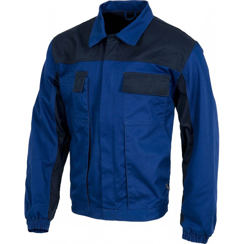 藍(lán)黑拼色防靜電工作服定制