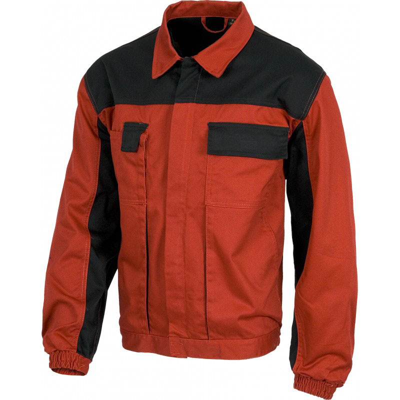 紅黑拼色防靜電工作服定制