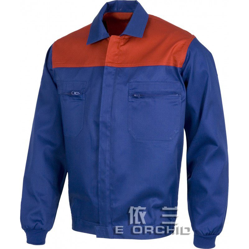 黃紅色拼接工地施工灰色長袖工作服