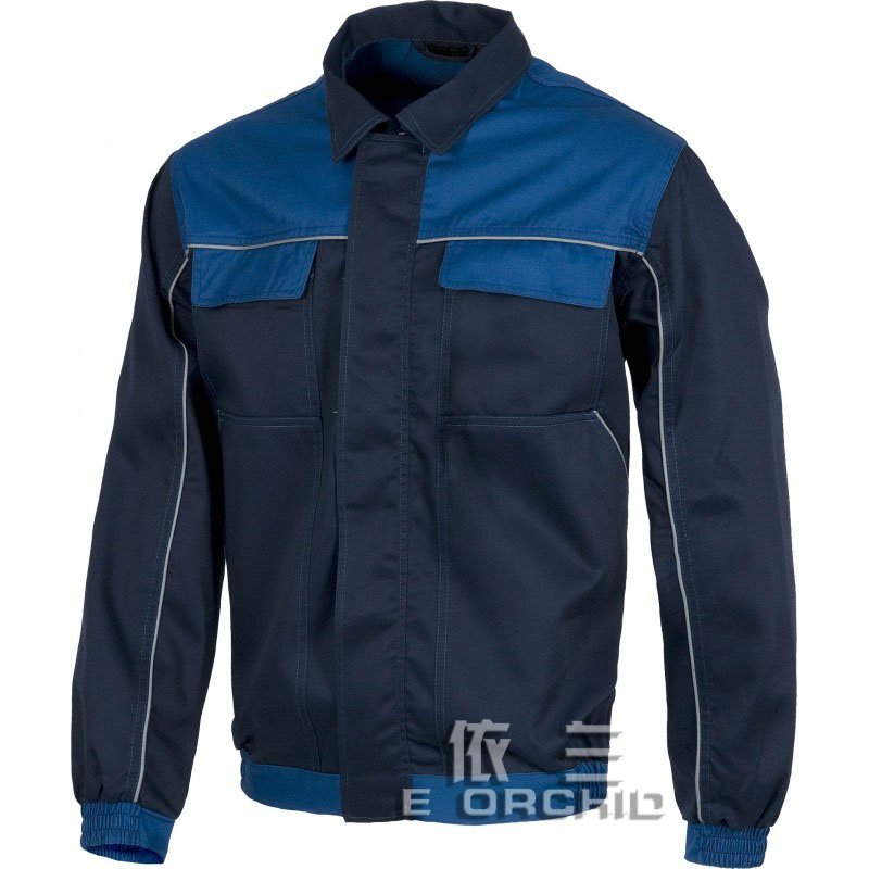 藍色長袖焊工工作服定制 藍色拼接款