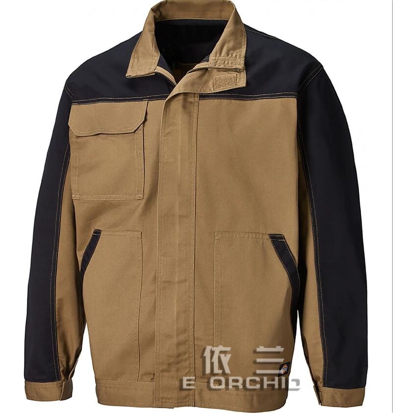 棕色拼接工廠車間長(zhǎng)袖機(jī)械維修工作服圖片