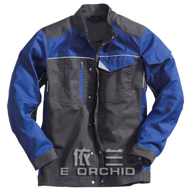 藍色建筑勞保工作服定制正面圖