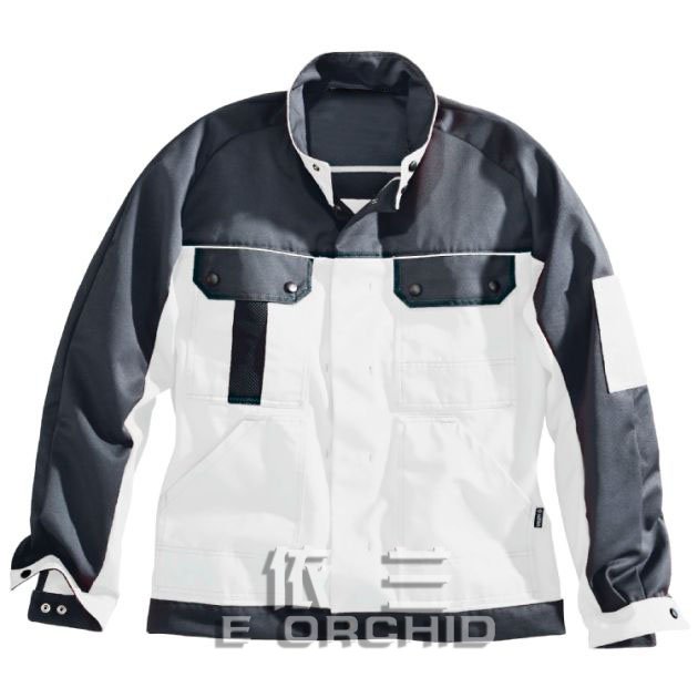 機修工人工作服定制正面照 白色拼色款