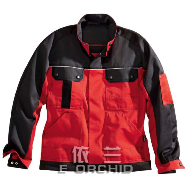 機修工人工作服定制正面照 紅色拼色款