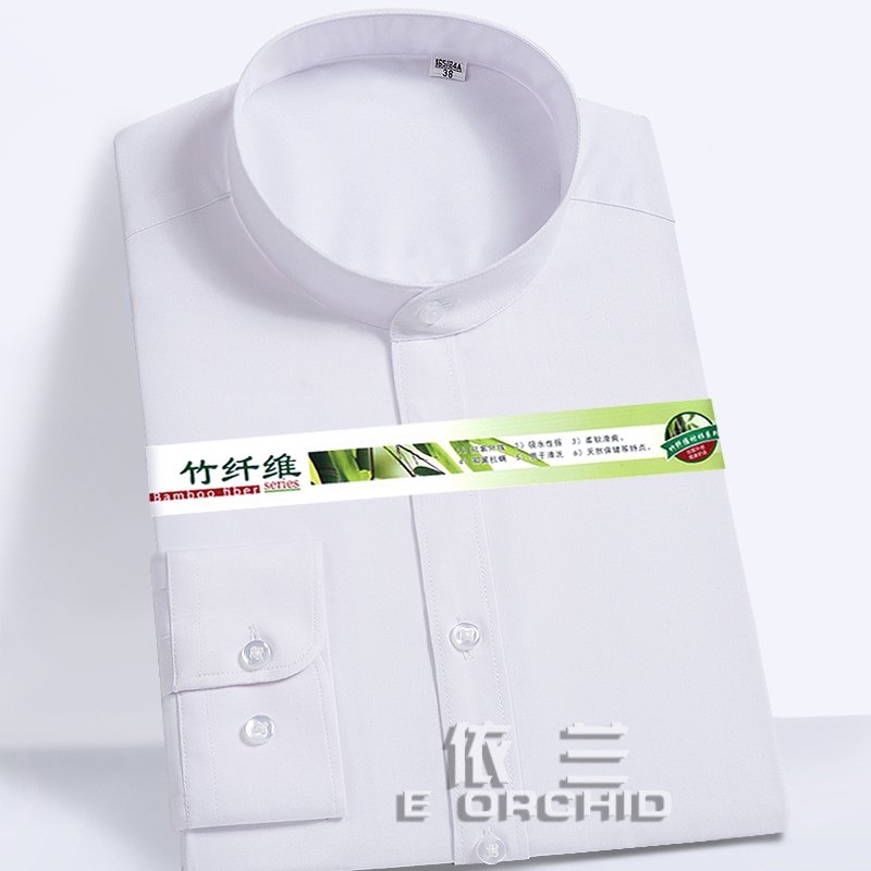 白色立領(lǐng)男士襯衫定制圖片