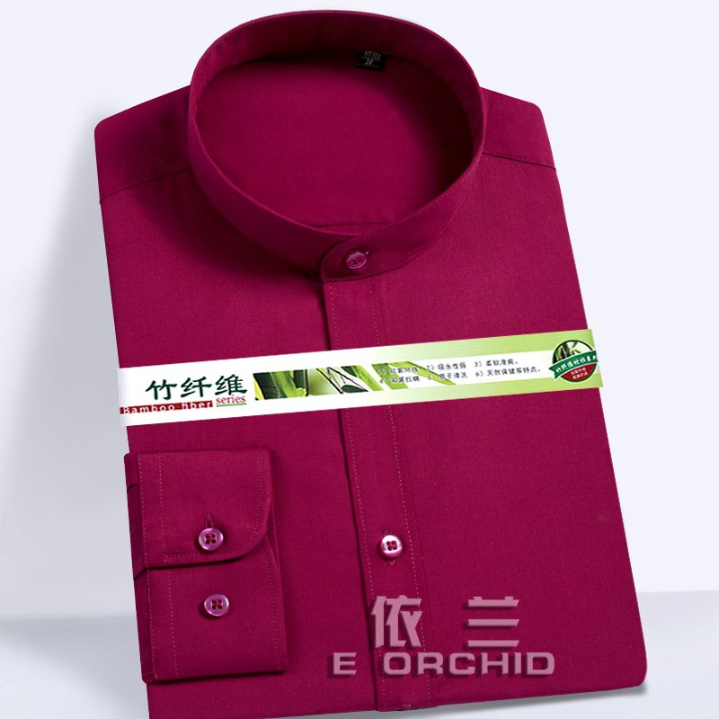 紅色立領(lǐng)男士襯衫定制圖片