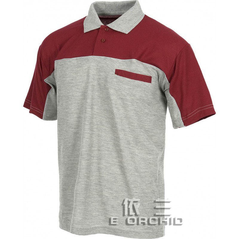 企業員工文化衫定制紅灰色拼色