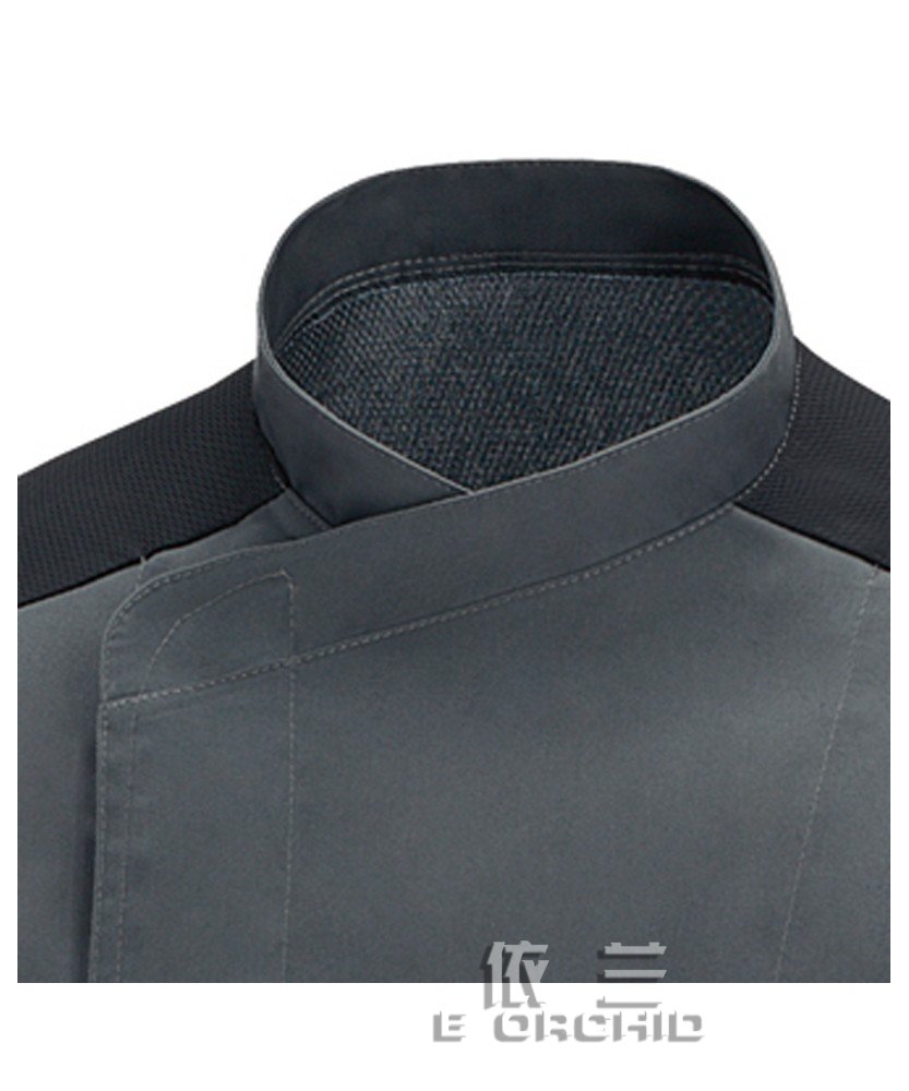 高檔餐廳廚師工作服領(lǐng)部細節(jié)圖