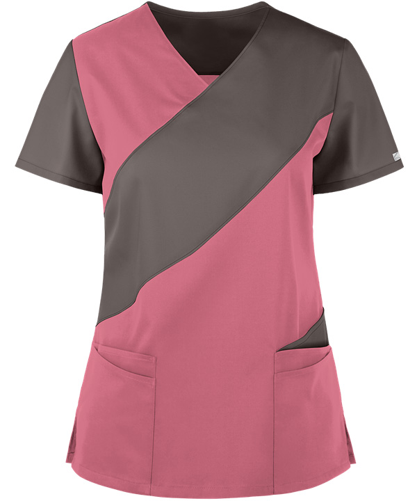 美容院工作服定制正面圖 粉紅色