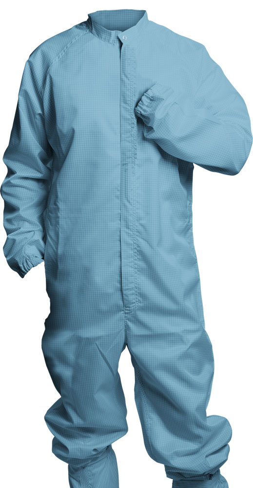 淺藍色連體防靜電工作服正面圖