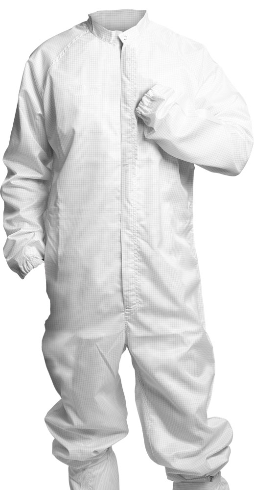 白色連體防靜電工作服正面圖