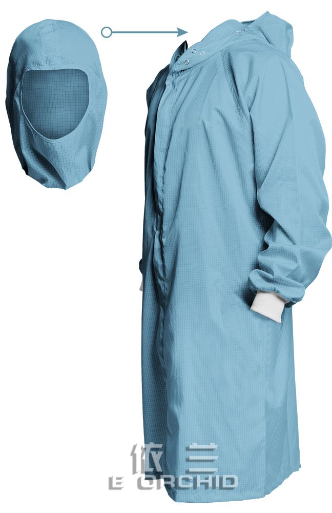 淺藍色帶帽連體工作服圖片