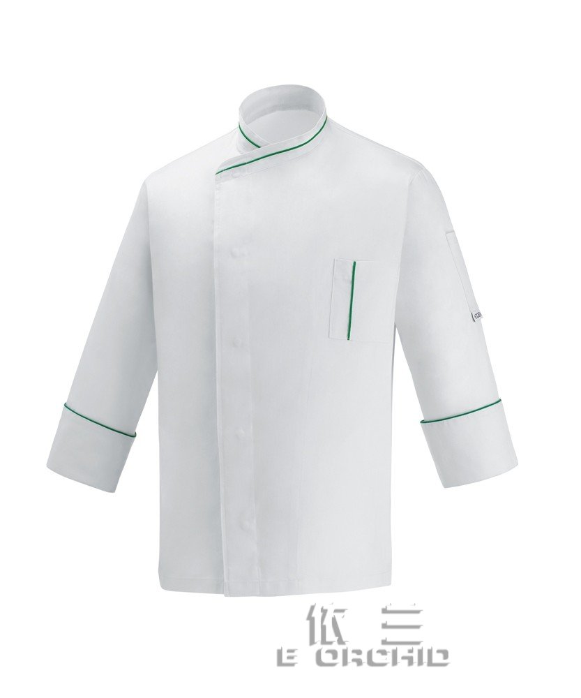 餐廳白色長袖廚師長工作服效果圖