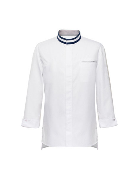 飯店秋季白色長款廚師工作服效果圖