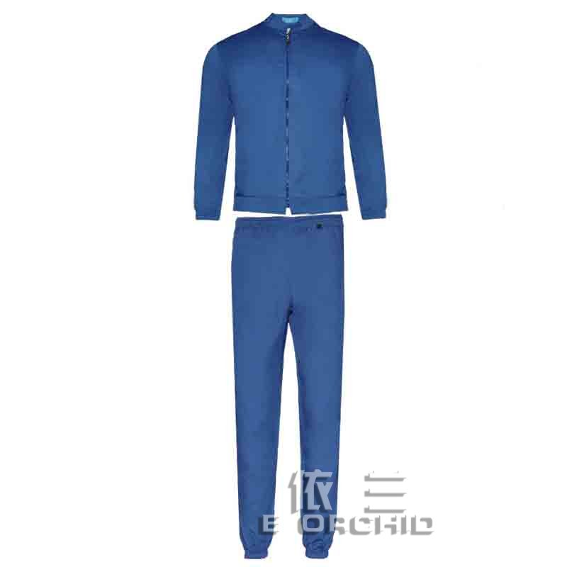 男士藍色純棉食品工作服整體效果圖