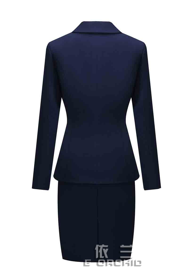 羊毛一粒扣女士銀行工作服套裙背面圖片