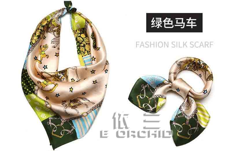 女士職業絲巾 綠色馬車