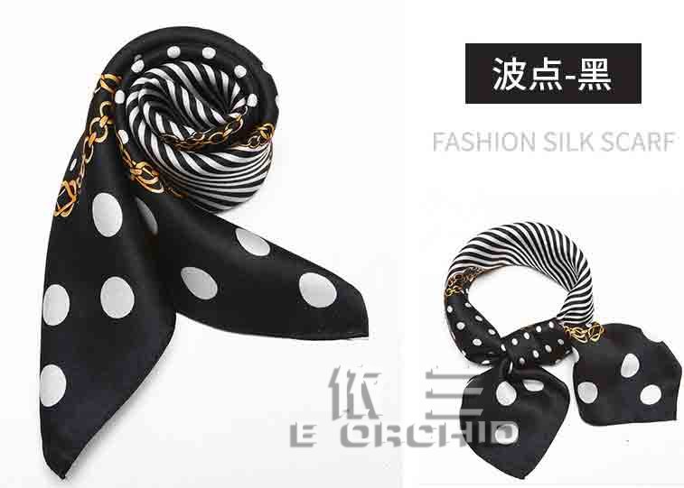 女士高檔定制絲巾 波點黑
