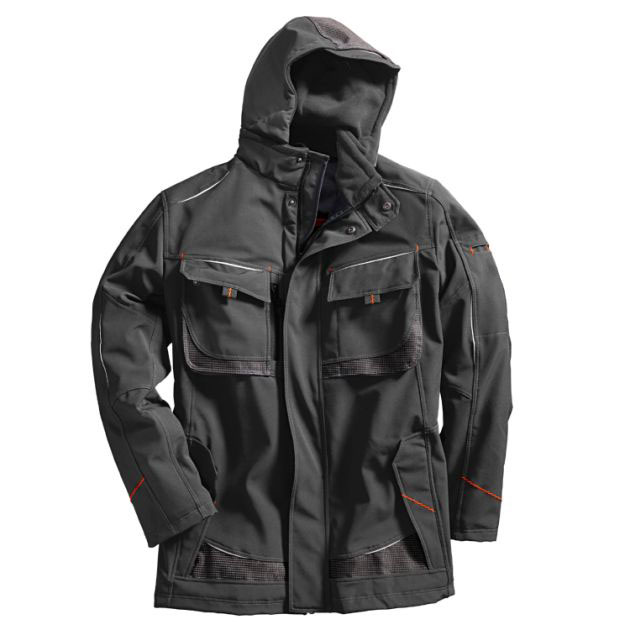 春秋長袖帶帽滌棉工裝夾克款式圖