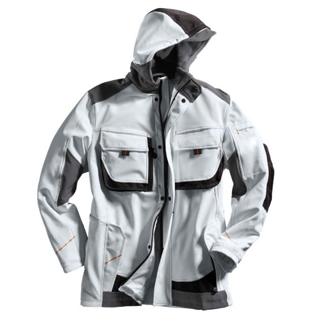 春秋長袖帶帽滌棉工裝夾克白色款式圖