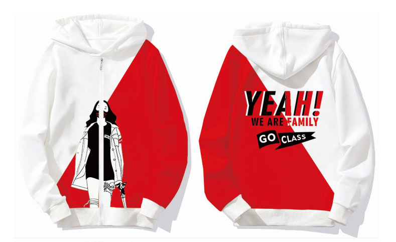 連帽拉鏈衛衣印花男士款式圖